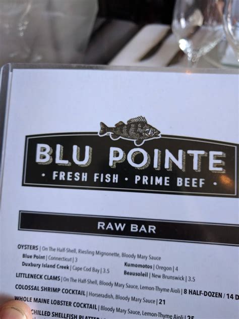 Menu at Blu Pointe pub & bar, Newburgh