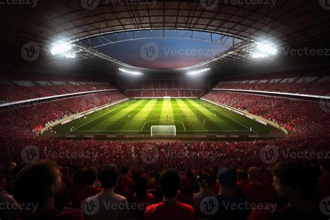 view inside soccer stadium with fans on stadium. Generative AI 26196124 ...