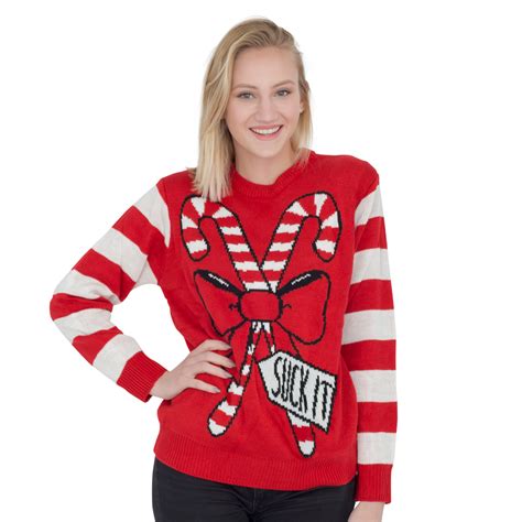 Suck It Candy Cane Ugly Christmas Sweater - Costume Agent