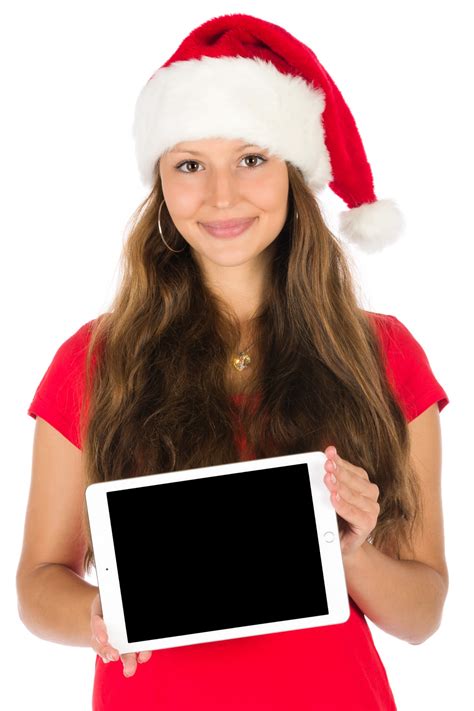 Santa Girl With A Tablet Free Stock Photo - Public Domain Pictures