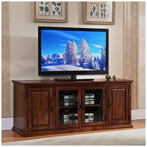 Leick 60" Wide Burnished Oak 4-Door TV Stand Cabinet - #10G90 | Lamps Plus