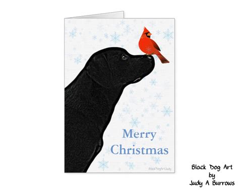 Black Lab Christmas Card Labrador Holiday Card by BlackDogArtJudy