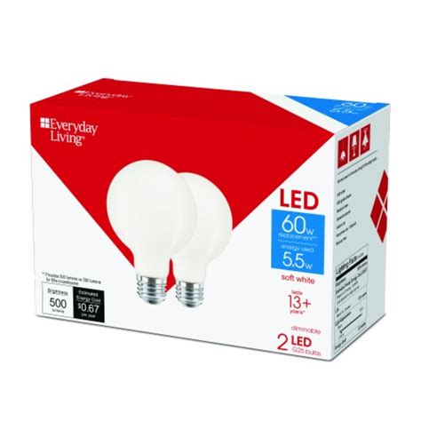 Everyday Living® 5.5 Watt (60-Watt) Soft White G25 LED Light Bulbs, 2 pk - Kroger