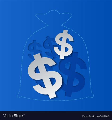 Dollar signs and money bag blue background Vector Image