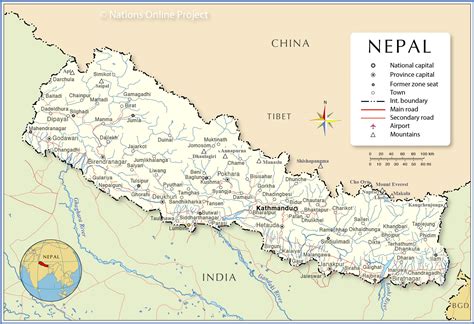 Nepal Political Map With Capital Kathmandu National Borders Cities ...