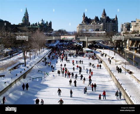 Winterlude skaters on Rideau Canal skate-way, Ottawa Canada Stock Photo ...