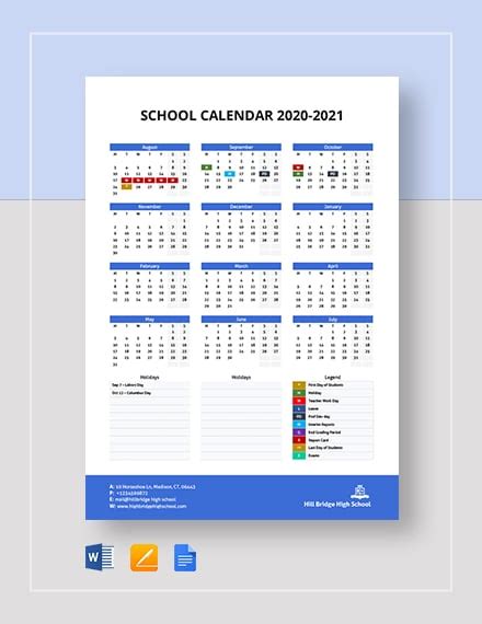 18+ Sample School Calendar Templates - Word, PSD