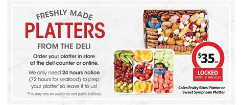 Coles fruity bites platter or sweet symphony platter offer at Coles