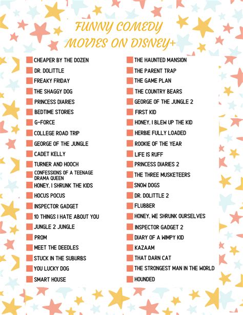 Comedy Movies on Disney Plus - Free Printable | Disney plus, Family fun ...