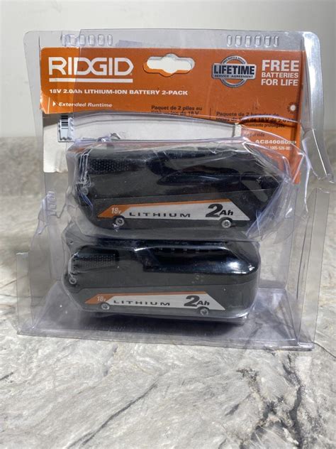 RIDGID 18-Volt Compact Lithium-Ion 2.0 Ah Battery ( 2-Pack) - RLWarehouse.com