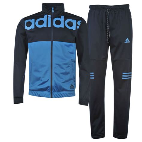 adidas Mens Logo Poly Tracksuit Full Zip Top Pants Bottoms Sports Training