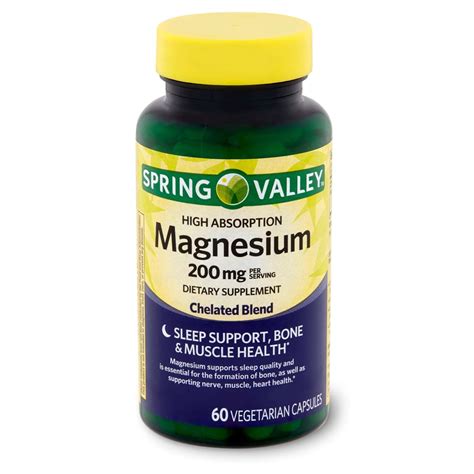 Spring Valley Magnesium Mineral Supplements, Unfloavored, 2 Capsules ...