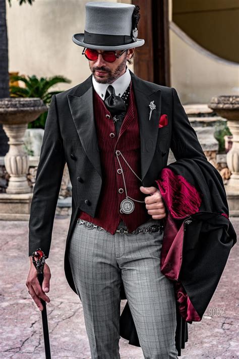 Frac classico in stile steampunk nero con pantalone in principe di galles | Ropa elegante hombre ...