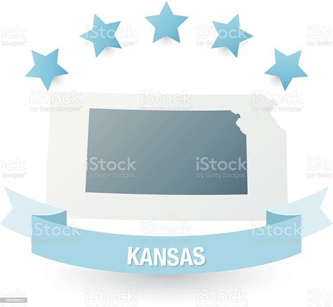 Detailed Map Of Kansas State Stock Illustration - Download Image Now ...