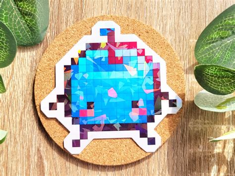 Stardew Valley Blue Junimo Holographic Sticker Pixel Art water Proof Sticker Cute Sticker Water ...