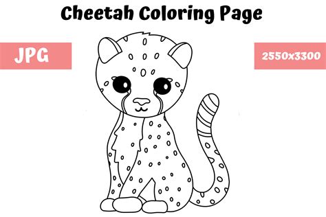Coloring Page for Kids - Cheetah Graphic by MyBeautifulFiles · Creative Fabrica