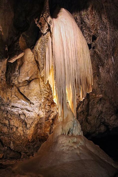 Cave with Stalactites and Stalagmites. Geological Formation Karst Stock ...