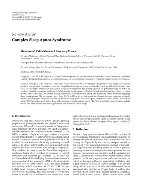 (PDF) Complex Sleep Apnea Syndrome