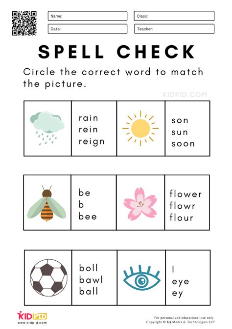 Spell Check Worksheets for Grade 1 - Kidpid