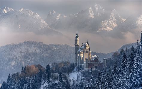 nature, Landscape, Mountain, Forest, Trees, Winter, Snow, Castle, Building, Germany Wallpapers ...