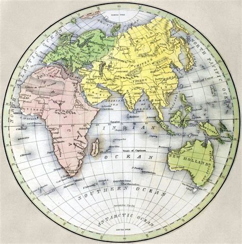 Map of the eastern hemisphere. Engraving by G.W. Boynton | Map, Map globe, Cartography