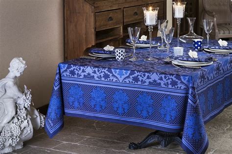 Beautiful tablecloth by Beauvillé | Blue table linens, French table ...