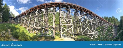 Panoramic View of Kinsol Trestle Wooden Bridge in Vancouver Island ...