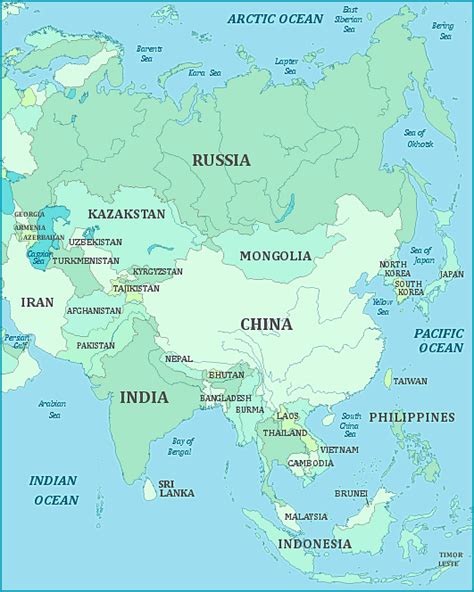 Map Of Continent Asia Nfszu - Large Map of Asia