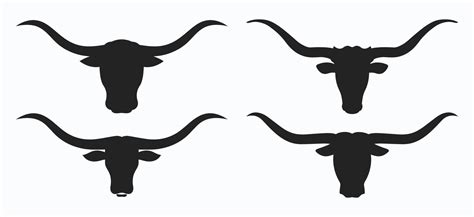 Set of Longhorn Bull Head Silhouette Icon Vector Template. Bull head ...