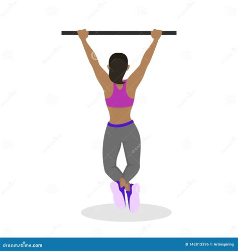 Woman Doing Pull-ups Workout. Fitness and Bodybuilding Stock Vector ...