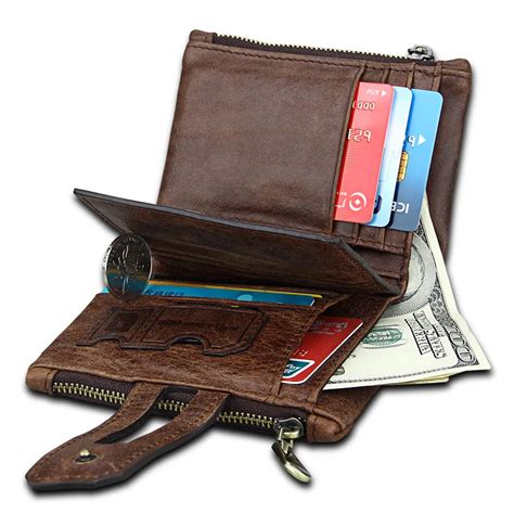 Genuine Leather Men Wallets Zipper Hasp Rfid High Quality Short Wallet 50PCS/lot-in Wallets from ...