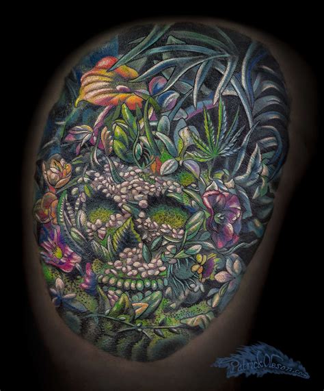 patrickoleson-flower-skull-best-omaha-tattoo | Green Fox Tattoo