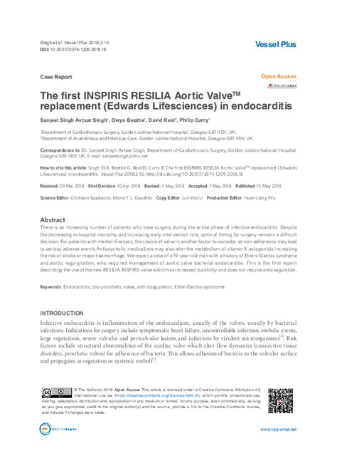 (PDF) Case Report Open Access The first INSPIRIS RESILIA Aortic Valve TM replacement (Edwards ...