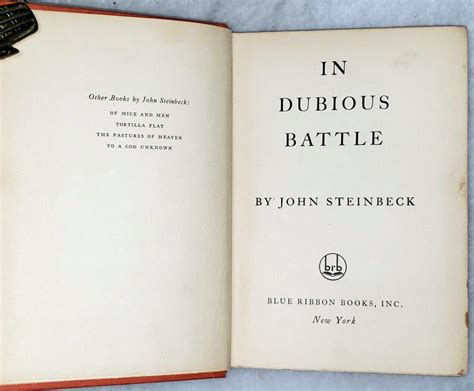 In Dubious Battle by Steinbeck, John: Fair+ Cloth - Hard Cover Reprint ...