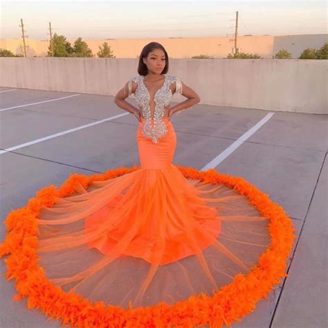 pin|@nylaanylaa in 2020 | Orange prom dresses, Black girl prom dresses, Gorgeous prom dresses