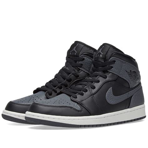 Air Jordan 1 Mid Black, Dark Grey & White | END.