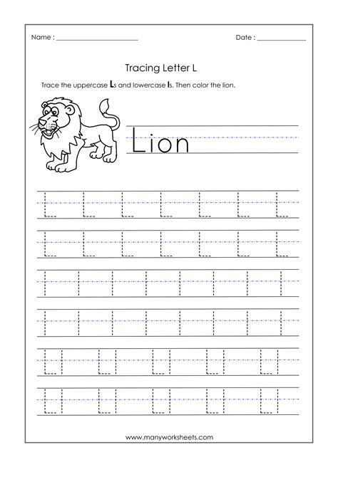 Letter L Tracing Worksheets Preschool - Name Tracing Generator Free