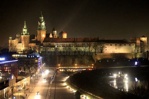 Krakow, Castle At Night Editorial Image - Image: 36013030