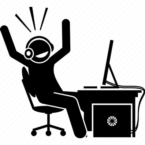 Computer, gamer, gaming, happy, succeed, success, win icon - Download ...