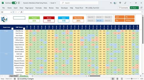 Attendance Sheet In Excel With Formula