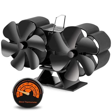 Wood Stove Fan Heat Powered Stove Fan, 12 Blade Fireplace Fan Eco Fans Heat Activated Woodstove ...