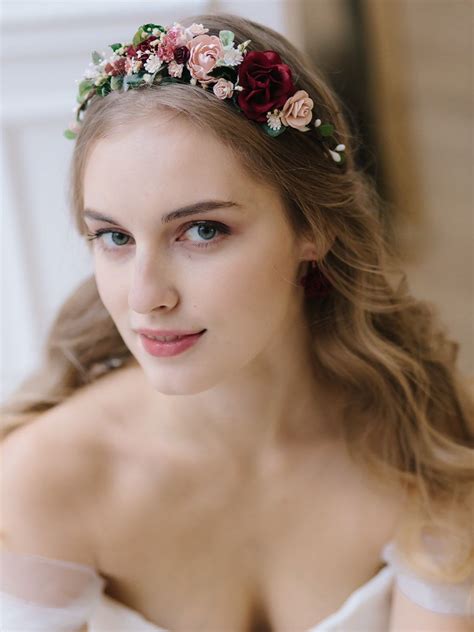Wedding Headband, Wedding Hair Flower Crown, Flower Crown Bridesmaid, Bridal Floral Crown ...