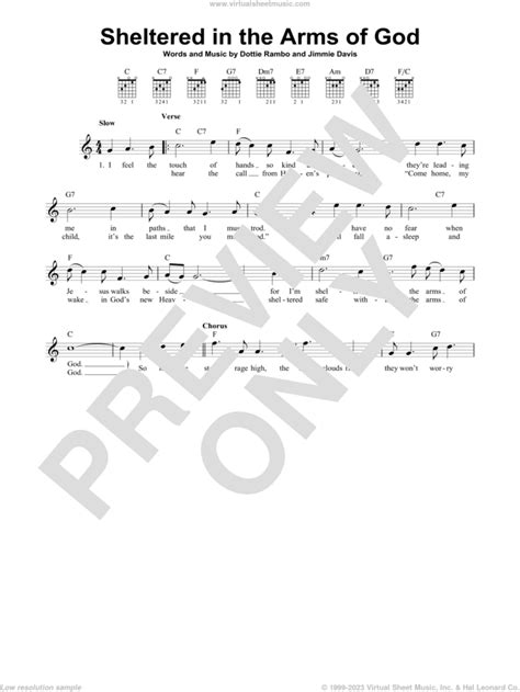 Sheltered In The Arms Of God sheet music for guitar solo (chords)