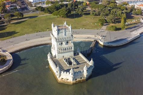 Aerial View of Belem Tower - Torre De Belem in Lisbon, Portugal Stock Image - Image of color ...