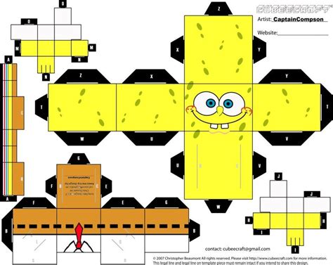 Spongebob Papercraft Spongebob Cubeecraft by Captain Pson - Printable Papercrafts - Printable ...