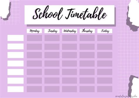 School Timetable | School timetable, Timetable ideas aesthetic, Timetable template