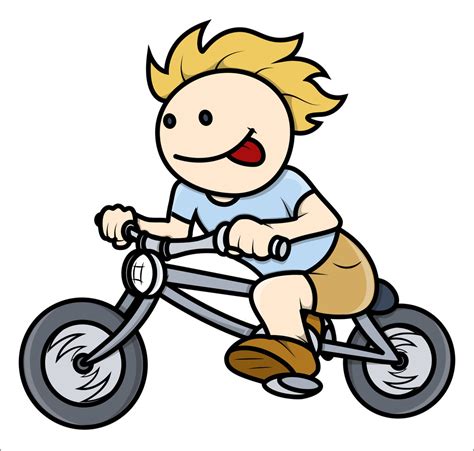 Boy Riding On Bike - Vector Cartoon Illustration Royalty-Free Stock Image - Storyblocks