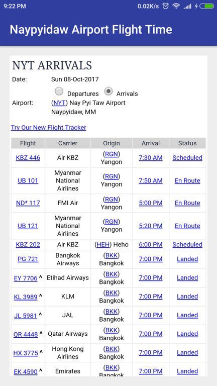 Naypyidaw Airport Flight Time APK (Android App) - Free Download