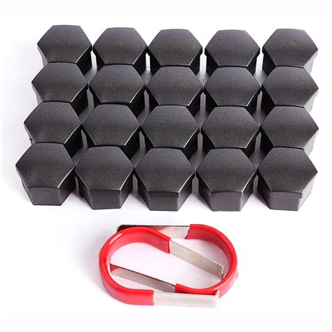 SurePromise 40 Pieces Black Car Wheel Bolt Nut Head Cap Covers 19mm Plastic Hexagonal Protectors ...