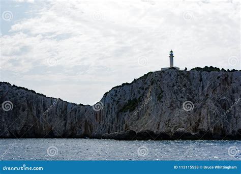 Cape Lefkas Lighthouse, Lefkada Greek Island, Greece Stock Photo ...